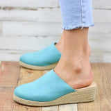 Xajzpa - Ladies Mules Wedges Fashion Suede Closed Toe Sandals Slip On Backless Heeled Shoes for Women Summer Casual Beach Sandalias Mujer