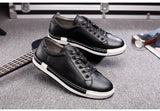 Xajzpa Men's Casual Leather Shoes for Men Fashion Four Seasons Breathable Lace-up Athletic Shoes Shallow Skate Shoes Large Sizes 38-48