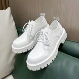 Xajzpa Men's Korean Leather Platform Oxford Slippers in Thick Bottom Racing Casual Sneakers Square Pointed Formal Dress Shoes
