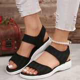 Xajzpa Women's Knit Elastic Cloth Wedge Sandals Slip on Lightweight Walking Sandals Plus Size Comfortable Summer Sports Sandalias Mujer
