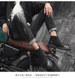 Xajzpa Men's Chelsea Cotton Boots Winter Men's Genuine Leather Shoes High Top Men Plush Sapato Social Masculino Zapatos Para Hombres