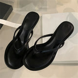 xajzpa Summer Fashion Thin Low Heels Slippers Women Round Clip Toe Beach Casual Sandals Flip Flops Shoes Zapatos De Mujer