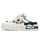 Xajzpa 2025 Summer Fashion Designer Men Half Slipper Breathable Casual Platform Shoes Lightweight Sneakers Outdoor Walking Flats Loafers