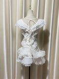 Xajzpa Fashion Women Dress Slash Neck Lotus Leaf Edge Design Lace-up Solid Color Female Party Dresses Summer New Tide
