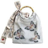 Xajzpa - Fashion Handbag Chinese Style Butterfly Applique Solid Color Shoulder Bag Vintage Elegant Luxury Designers Underarm Bag