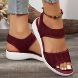 Xajzpa Women's Knit Elastic Cloth Wedge Sandals Slip on Lightweight Walking Sandals Plus Size Comfortable Summer Sports Sandalias Mujer