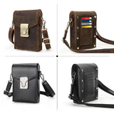 Xajzpa Crazy Horse Leather Small Crossbody Bag Casual Men Shoulder Bags Luxury Purse Male Leather Men Phone Bag Pouch Bolsos