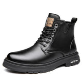 Xajzpa 2025 New MEN'S BOOTS with Retro Style Leather Boots, Thick Soles, Wear-resistant MEN'S High Top Casual Shoes