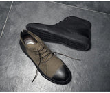 Xajzpa Men's Chelsea Cotton Boots Winter Men's Genuine Leather Shoes High Top Men Plush Sapato Social Masculino Zapatos Para Hombres