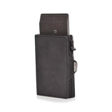 Xajzpa Pop-up Credit Card Case High-Quality Card ID Holders Leather Mini Wallet Men RFID Small Purse Brown Black Coffee Carbon Fiber