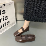 Xajzpa Square Toe Women Flats Shoes Mary Jane Shoes Fashion Shallow Elastic Band Spring Autumn Ladies Comfort Soft Sole Shoes