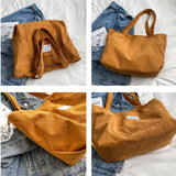 Xajzpa Large Capacity Corduroy Shoulder Bag New Fashion Simple Handbag Leisure Student Side Bags for Woman