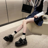 Xajzpa Punk Gothic Lolita Shoes Women AutumnThick Sole Brand Platform Mary Jane Shoes Wedge High Heels Party Cosplay Designer