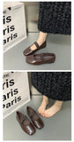 Xajzpa Square Toe Women Flats Shoes Mary Jane Shoes Fashion Shallow Elastic Band Spring Autumn Ladies Comfort Soft Sole Shoes