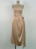 Xajzpa Fashion Solid Color Folds Dress Women's Irregular Suspender Waist Cinching Dresses 2025 Summer New Tide