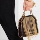 Designer Fashion Trend Handbag One Shoulder Crossbody Tassel Chain  Messenger Dinner Bags for Women