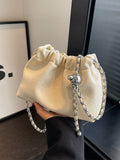 Xajzpa - 2023 New Popular Bag Women'S Fashion High-End Retro Solid Color Shoulder Bag Super Popular All-Match Chain Crossbody Bucket Bag
