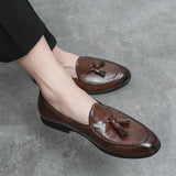 Xajzpa New Classic Men's Business Shoes with British Breathable Simple Tassel Leather Shoe Style Casual Formal Shoes, Men's Sizes 38-46