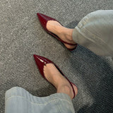 Xajzpa New Style Women's Fashion Patent Leather Pointed Toe Women Pumps Elegant Low Heels Sandals Casual Dress Street Style Shoes