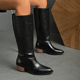 Xajzpa New Style Fashion Boots Women's Women's Boots Soft Leather High-heeled Knee Ins Tide Warm Snow Thick-heeled Shoes Zapatos Mujer
