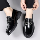 Xajzpa British style men's genuine leather shoes, fashionable casual loafers, men's comfortable outdoor business shoes, formal shoes