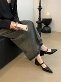 Xajzpa Retro Style Thick Heel Spring and Autumn Women Mary Jane Shoes Fashion Shallow Pointed Toe Ladies Comfort Office Pumps Footwear