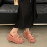 Xajzpa Glitter Slides Shoes Woman Female Slippers On A Wedge Platform Jelly New Retro Crystal On A Wedge Shoes Woman's Slippers Gl
