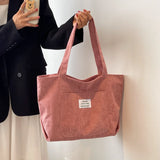 Xajzpa Large Capacity Corduroy Shoulder Bag New Fashion Simple Handbag Leisure Student Side Bags for Woman