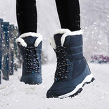 Xajzpa Women Boots Waterproof Heels Boots For Winter Tren Platform Ankle Boots Keep Warm Snow Shoes Plush Outdoor Short Boots