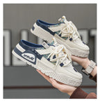 Xajzpa 2025 Summer Fashion Designer Men Half Slipper Breathable Casual Platform Shoes Lightweight Sneakers Outdoor Walking Flats Loafers