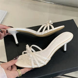 xajzpa Summer Fashion Round Toe Slippers Women Narrow Band Thin Low Heels Beach Casual Sandals Flip Flops Shoes Zapatos De Muje