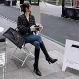 Xajzpa Women Boots High Heels Boots Sexy Knee High Boots Ladies Pointed Toe Side Zipper Shoes Autumn Fashion Knight Boot