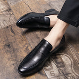 Xajzpa  Men's Pencil loafers Leather Elegant Wedding Party Casual Fashion Dress Shoes Brown Black Men's Shoes