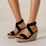 2024 Summer Holiday Style Hemp Bottom Slope Heel Thick Sole Women's Sandals