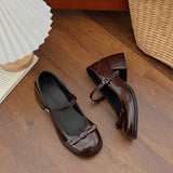 Xajzpa New Mary Jane Shoes Women's Elegant Low Heel Shoes Fashion Casual Buckle Single Shoes Ladies College Style Footwear Single Pumps