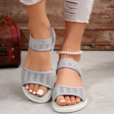 Xajzpa Women's Knit Elastic Cloth Wedge Sandals Slip on Lightweight Walking Sandals Plus Size Comfortable Summer Sports Sandalias Mujer