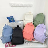 Students Shoulders Backpack Solid Color Simple Waterproof Backpack Macaroon Color Large Capacity Lovely Travel Backpacks
