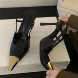 Xajzpa Street Style Pointed Toe Women Pumps Fashion Slingbacks Thin High Heels Elegant Stripper Prom Ladies Sandals Shoes