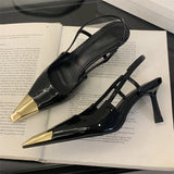 Xajzpa Street Style Pointed Toe Women Pumps Fashion Slingbacks Thin High Heels Elegant Stripper Prom Ladies Sandals Shoes