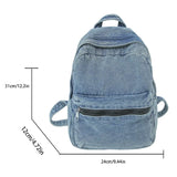 Xajzpa  Classic Popular Solid Color Denim Backpack, Comfortable Fabric, Large Capacity, Suitable for Business Travel