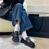Xajzpa - Bf Style Square Toe Loafers Women 2023 Spring Patent Leather Platform Pumps Woman Slip On Thick Heels Oxford Shoes Jk Shoes