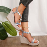 Xajzpa Metal Decor Wedge Sandals for Women Summer Braided Band Platform Gladiator Sandals Woman Thick Bottom Beach Sandalias Mujer