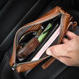 Xajzpa Men's Genuine Leather Clutch High Quality Long Wallet Women's Luxury Mobile Phone Bag Credit Card Holder Purse Wrist Bags