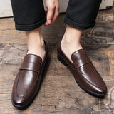 Xajzpa  Men's Pencil loafers Leather Elegant Wedding Party Casual Fashion Dress Shoes Brown Black Men's Shoes