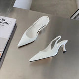 Xajzpa Pointed Toe Women Sandals New Arrivals Black White Silver Summer Dress Shoes Thin High Heels Elastic Band Ladies Pumps