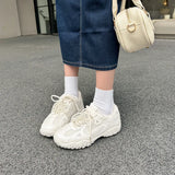 Xajzpa 2025 Summer New Color Breathable Soft Sole Comfortable Women Shoes Crescent Insole Height Lace Pearl Casual Sneakers
