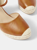 Women's Espadrille Closed Toe Wedge Sandals, Retro Ankle Buckle Strap Slingback Heels, Casual Lightweight