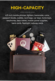 Xajzpa Crazy Horse Leather Men Long Purse Wallet Credit Card Zipper Wallets Male Clutch Bag with Phone Pocket Business Long Wallet