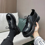 Xajzpa Men's Korean Leather Platform Oxford Slippers in Thick Bottom Racing Casual Sneakers Square Pointed Formal Dress Shoes