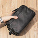 Xajzpa   Men's Clutch Bag Soft Genuine Leather Large Capacity Men Wallets Cell Phone Pocket Business Long Purse Women Make Up Bag